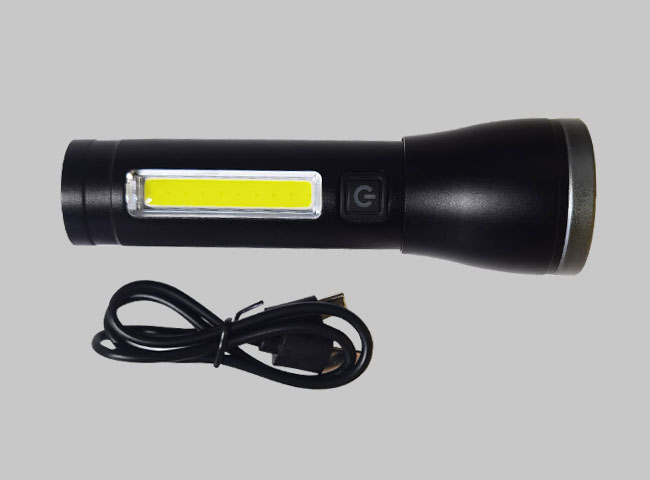 USB charging with COB side light LED flashlight 10W - Click Image to Close