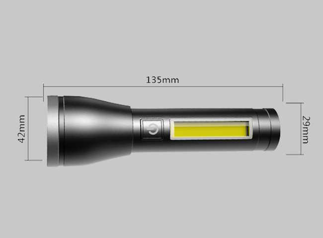 USB charging with COB side light LED flashlight 6W - Click Image to Close